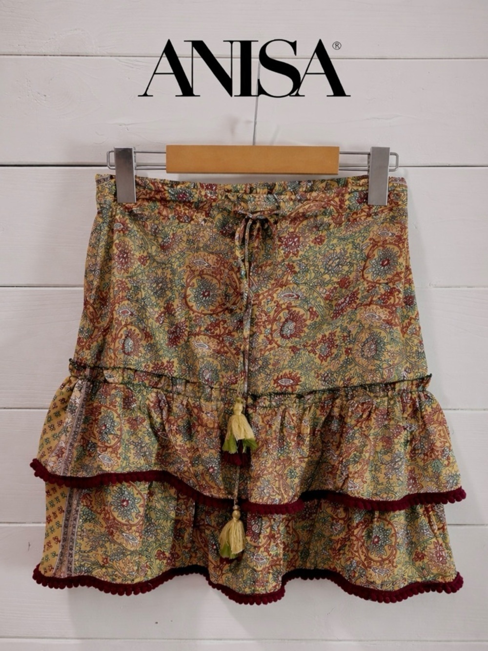 ANISA – Silk• Multicolor Ruffle Skirt M/L